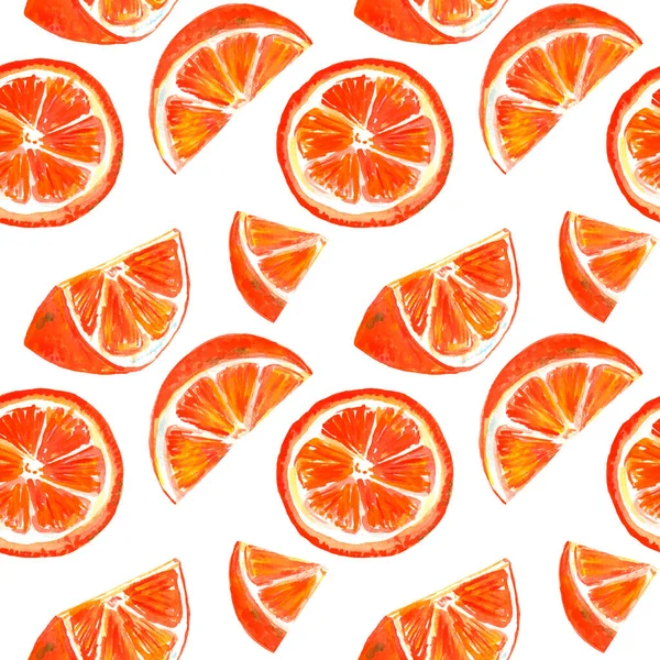 Akvarell zökkenőmentes minta illusztráció narancs, szabadkézi rajz klasszikus rajz, közel a természethez fehér háttér. — Stock Fotó