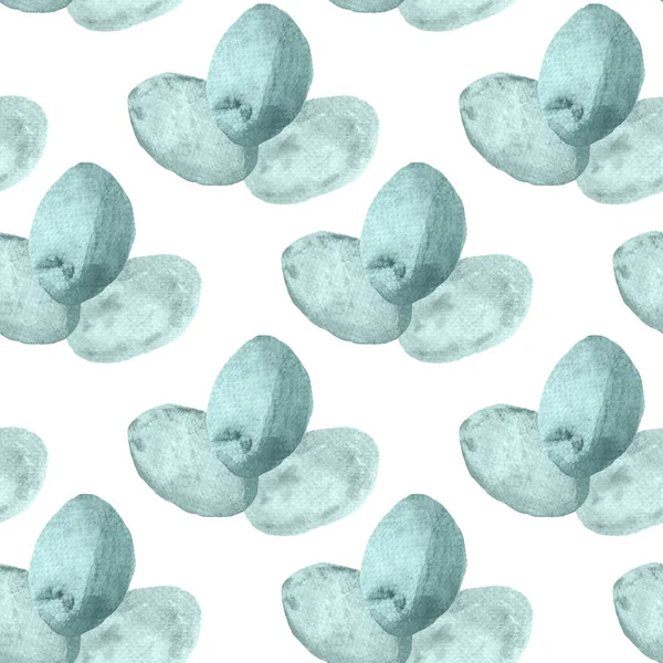 Naadloos patroon van turquoise ovalen, aquarelvlekken op een witte achtergrond. Behangpapier, inpakpapier, textiel — Stockfoto