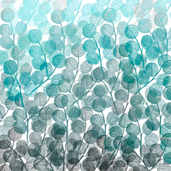Акварельний фон з листя кольоровий перехід від бірюзового до сірого — стокове фото