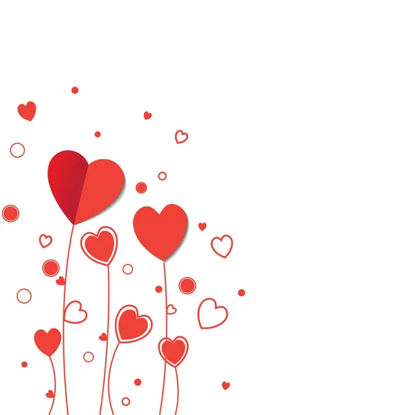 Card template with colorful hearts in paper style and space for text.