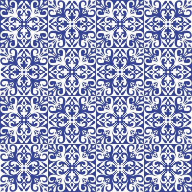 Seamless tiles background. Mosaic pattern for ceramic in dutch, portuguese, spanish, italian style.
