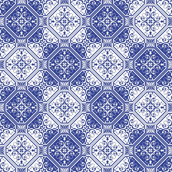 Seamless tiles background. Mosaic pattern for ceramic in dutch, portuguese, spanish, italian style.