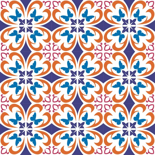 Seamless Tiles Background Mosaic Pattern Ceramic Dutch Portuguese Spanish Italian — Vettoriale Stock