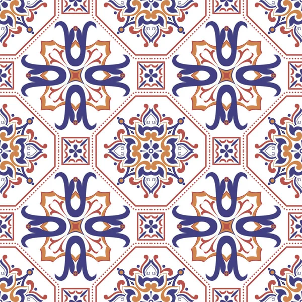 Seamless Tiles Background Mosaic Pattern Ceramic Dutch Portuguese Spanish Italian — Διανυσματικό Αρχείο