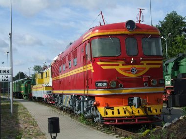 Letonya, Riga, 25.06.2021. Riga Demiryolu Tarih Müzesi. Müze sergisi, 1984 yılında SSCB 'de inşa edilen 