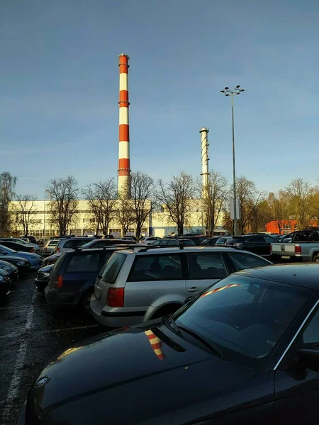 Latvia Riga 2021 Parking Heating Plant Imanta Microdistrict Riga — Stock Photo, Image