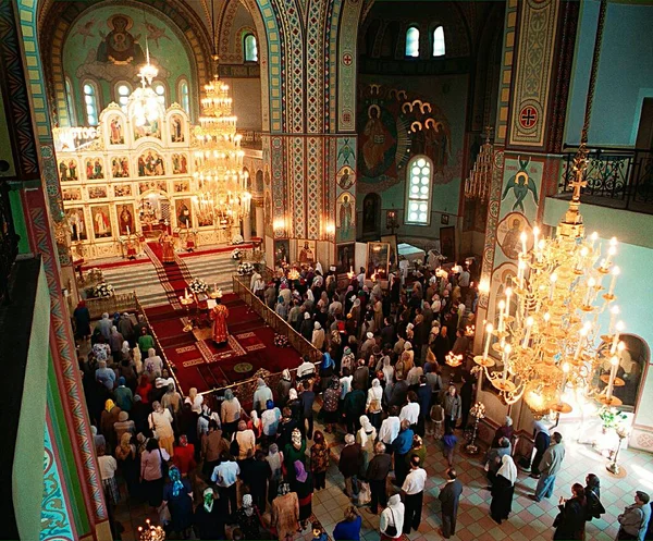 復活祭 キリストの明るい復活 リガ正教会の厳かな礼拝 — ストック写真
