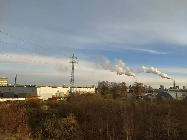 Letónia Riga 2021 Área Industrial Riga Trabalhos Empresas Armazéns Madeira — Fotografia de Stock