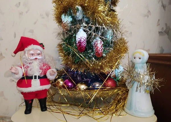 Latvia Riga 2021 Christmas Composition Toy Santa Snow Maiden — Fotografia de Stock