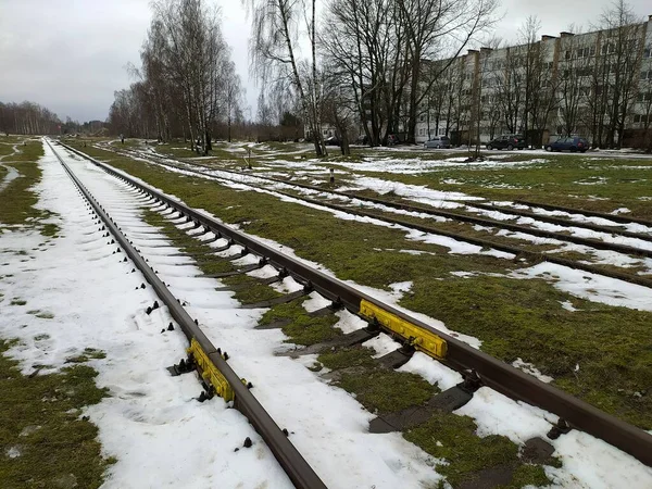 Latvia Riga 2022 Railway Tracks Riga Bolderaja Microdistrict — Stock Photo, Image