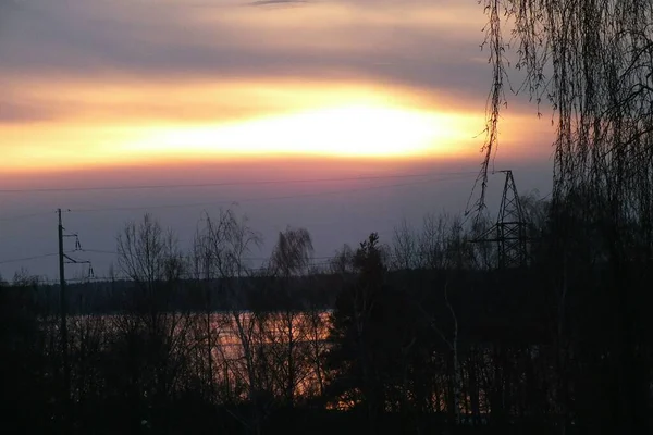 Lettland Riga 2022 Sonnenuntergang Der Mündung Der Daugava — Stockfoto