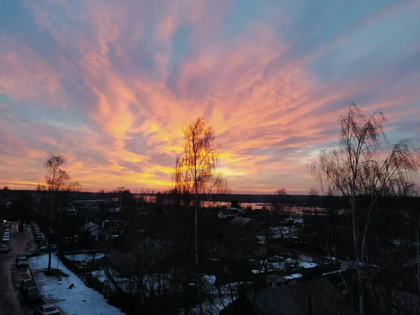 Lotyšsko Riga 2022 Západ Slunce Ústí Daugavy — Stock fotografie