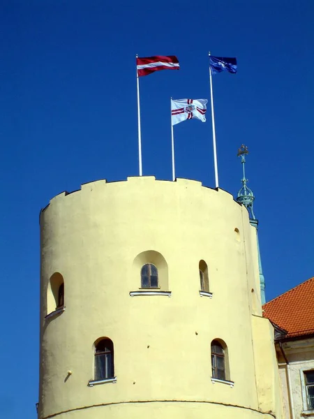 Latvia Riga 2019 Bendera Latvia Nato Dan Presiden Negara Atas — Stok Foto