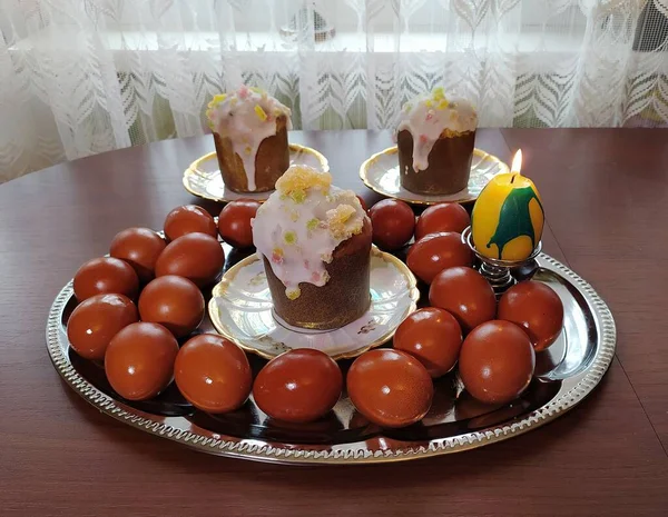 Latvia Riga 2022 Traditional Easter Eggs Holiday Cakes — Photo