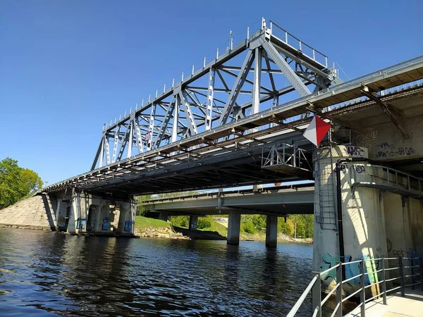 Latvia Riga 2022 Bridge Riga Microdistrict — Stock Photo, Image