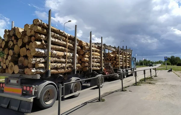 Latvia Riga Export Timber Export Riga Microdistrict Bolderaja Timber Truck Imagens De Bancos De Imagens Sem Royalties