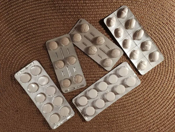 Comprimidos Farmacêuticos Embalagens Plásticas — Fotografia de Stock