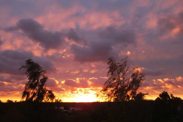 Pôr Sol Sobre Rio Bullupe Microdistrito Bolderaja Riga — Fotografia de Stock