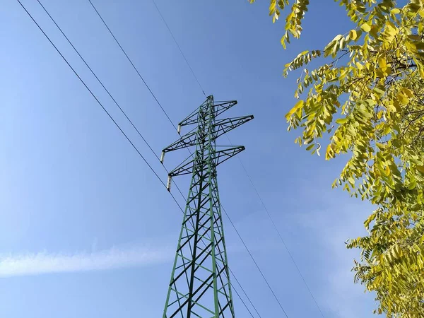 High Voltage Power Transmission Line Riga Residential District Bolderaya — Stock Photo, Image