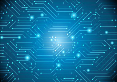 Digital circuit background with gradient light circle,Electronics board. Circuit engineering technology. High tech digital data connection system concept.