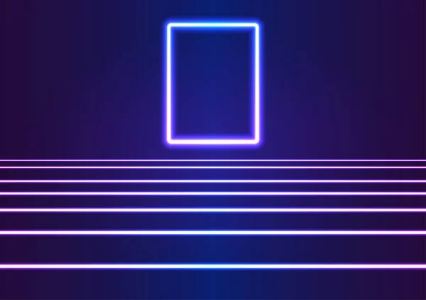 Neon Light Rectangle Frame Neon Glow Line Futuristico Cyberpunk Concetto — Vettoriale Stock