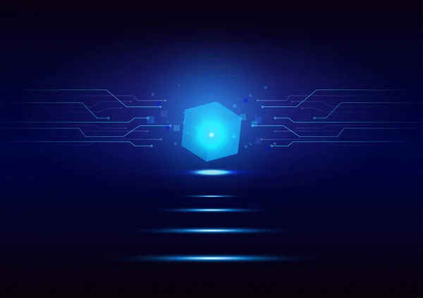 Blockchain Neon Glow Circuito Digital Tecnología Futurista Antecedentes Abstractos Concepto — Vector de stock