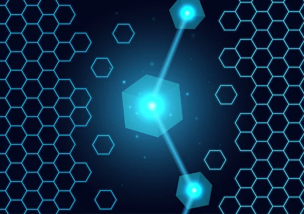 Blockchain Concept Honeycomb Hexagon Lighting Effect Technology Abstract Background Science — Vetor de Stock