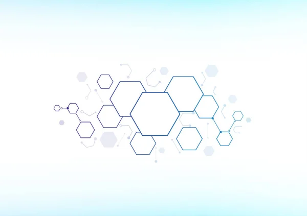 Hexagon Atomic Molecule Multicolor Technology Background Science Background - Stok Vektor