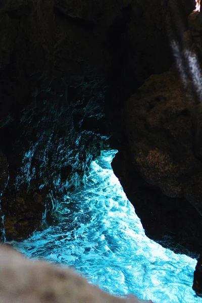 Cave Turquoise Blue Sea Water — Zdjęcie stockowe