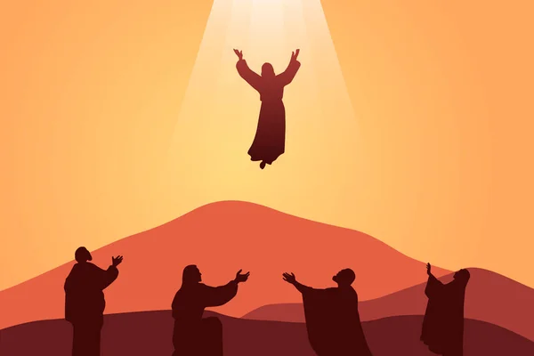 Ascension Jesus Christ Biblical Vector Illustration Series — Stock Vector