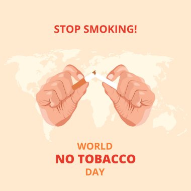 Dünya Tütünsüz Günü Posteri. Sigara İçmeyi Bırak Vektör İllüstrasyonu