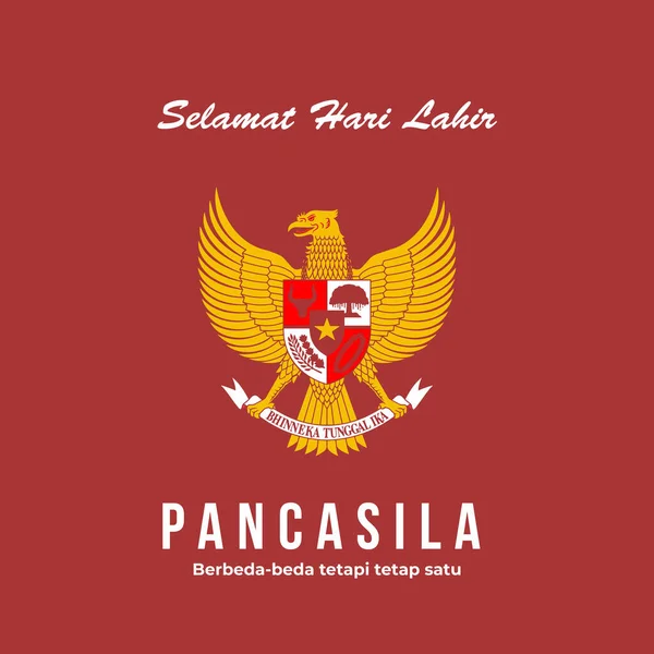 Selamat Hari Lahir Pancasila Indonezja Juni Szczęśliwego Dnia Pancasili Czerwca — Wektor stockowy