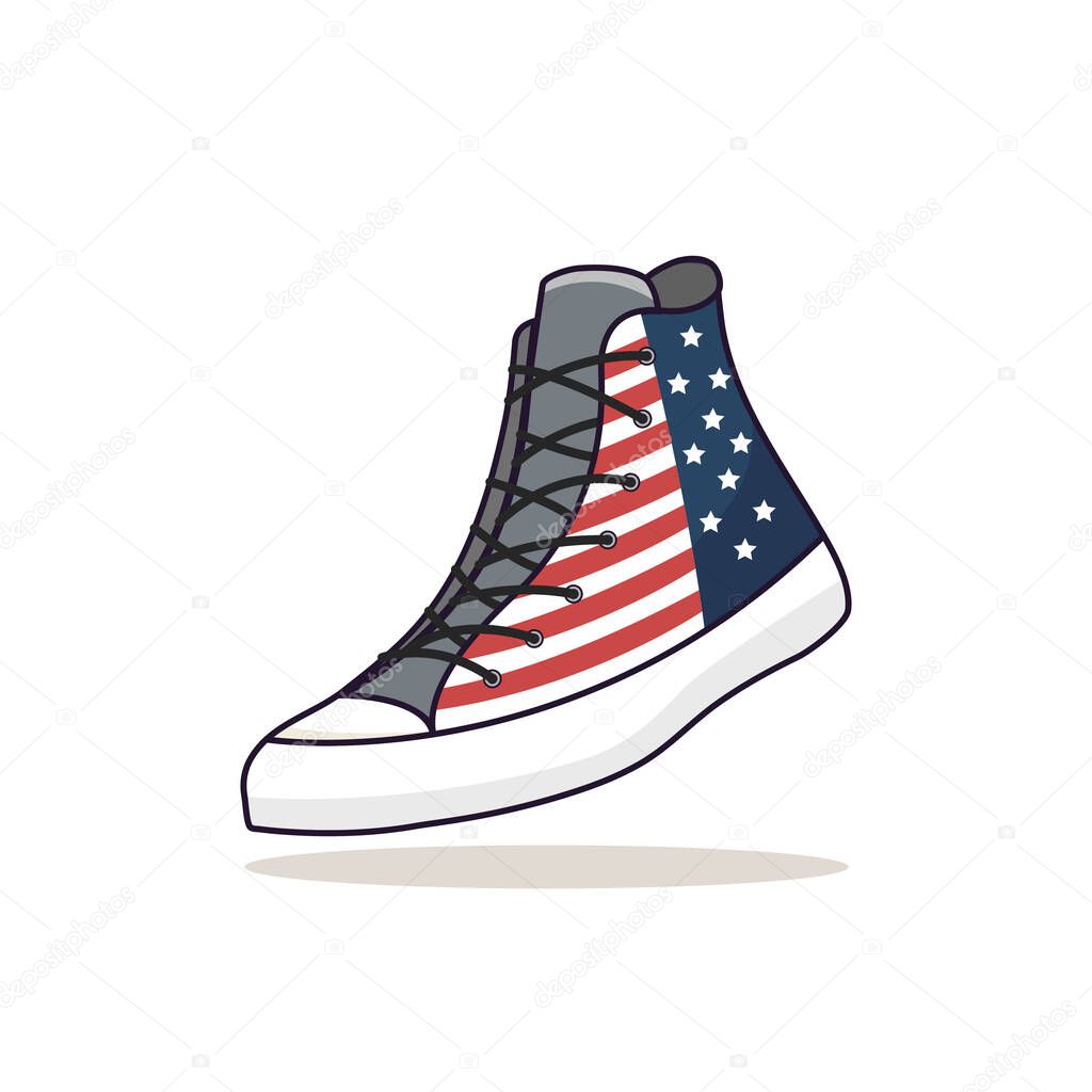 Sneaker Shoes American Flag Vector Illustration