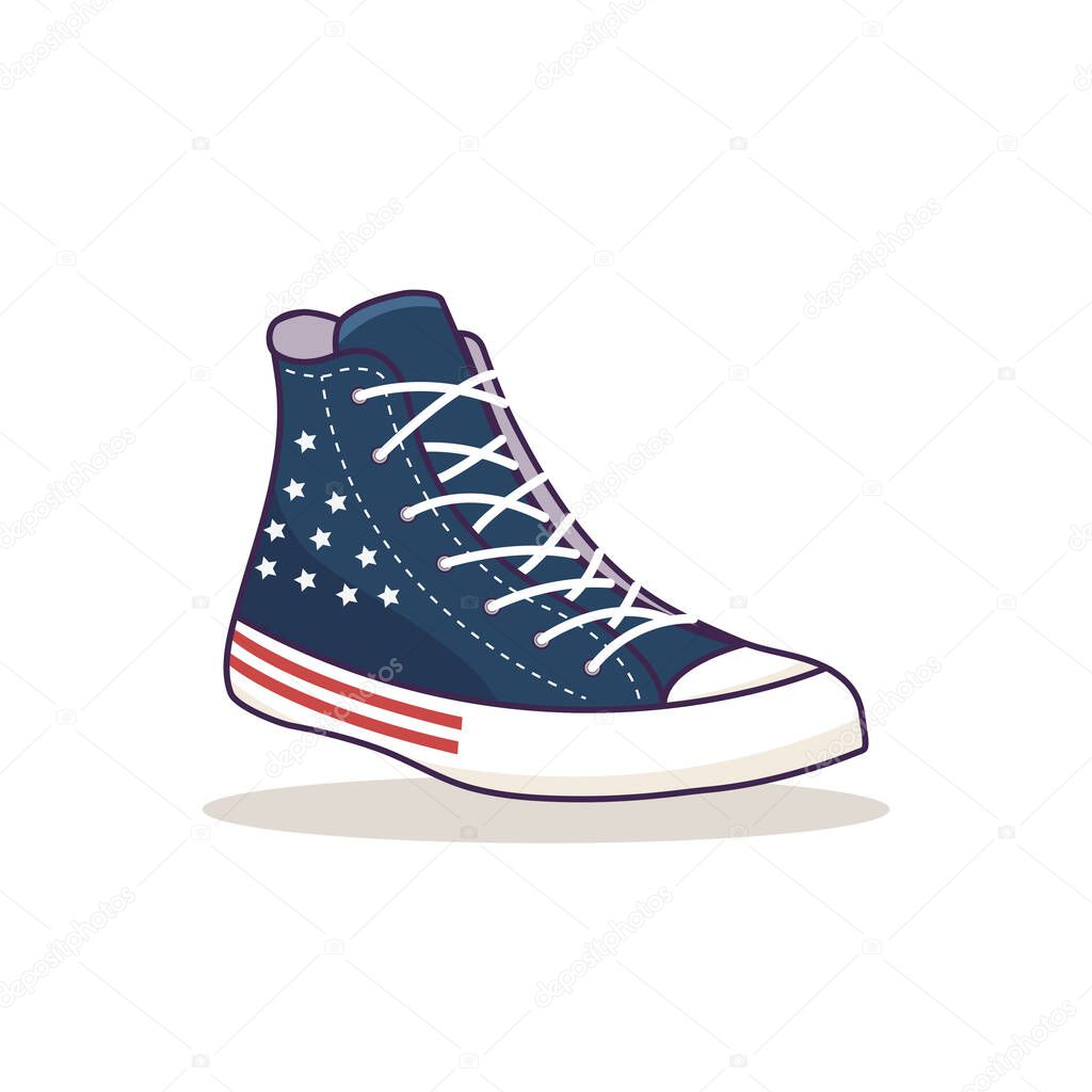 Sneaker Shoes with American Flag Vector Illustration