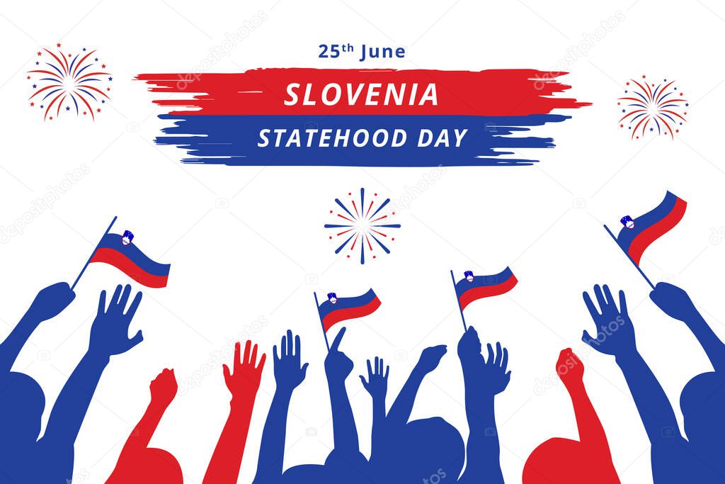 Slovenia Statehood Day Greeting Card. Slovenian memorial holiday 25th of June Vector Illustration