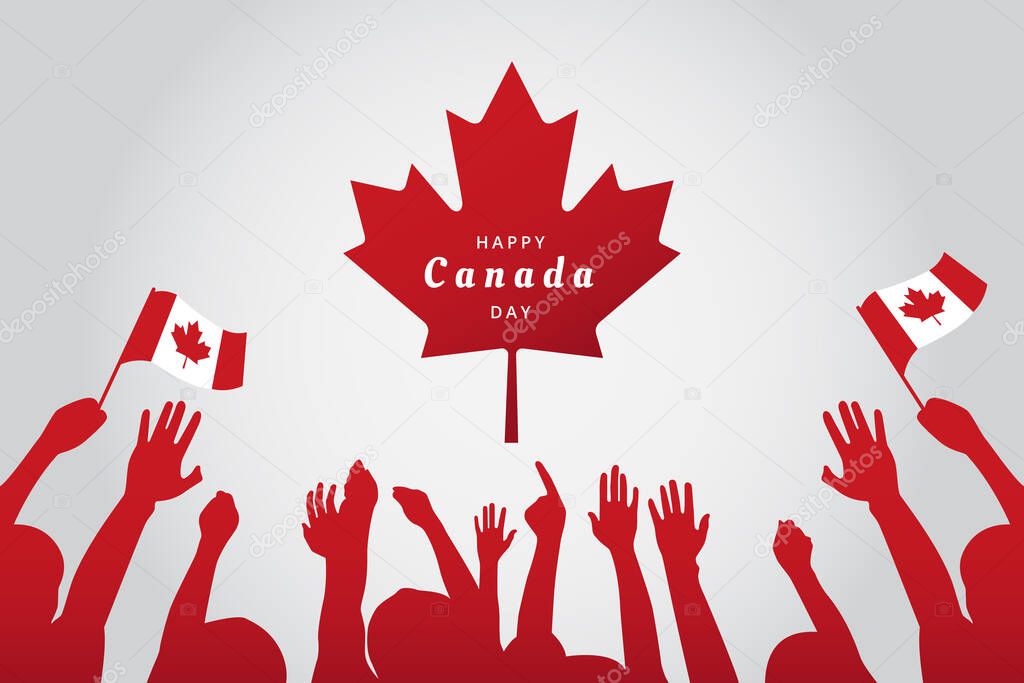 Happy Canada Day Greeting Card with Red Maple Leaf Vector Illustration