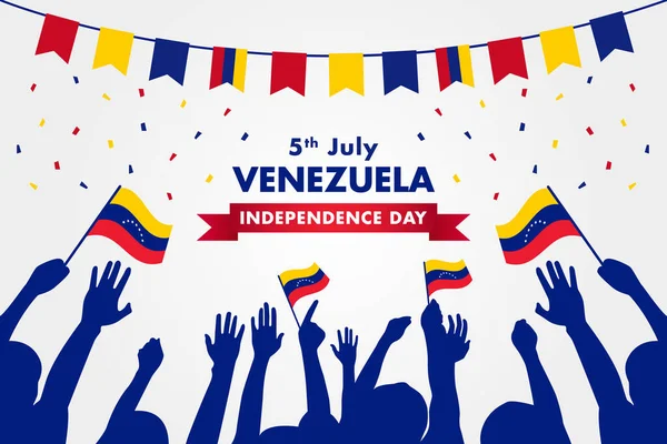 Plantilla Banner Día Independencia Venezuela Con Guirnalda Banderas Confeti Ilustración — Archivo Imágenes Vectoriales