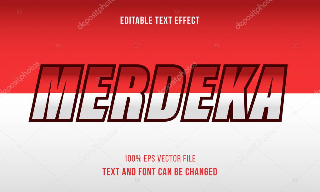 Indonesia Merdeka Editable Text Effect with Background of the Indonesian Flag. Vector Illustration