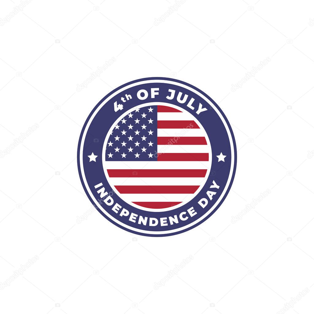 4th of July Independence Day American Badge for Logo, Label, Sticker, Emblem, Sign, Symbol, Icon, Stamp, and Banner Template. Vector Illustration
