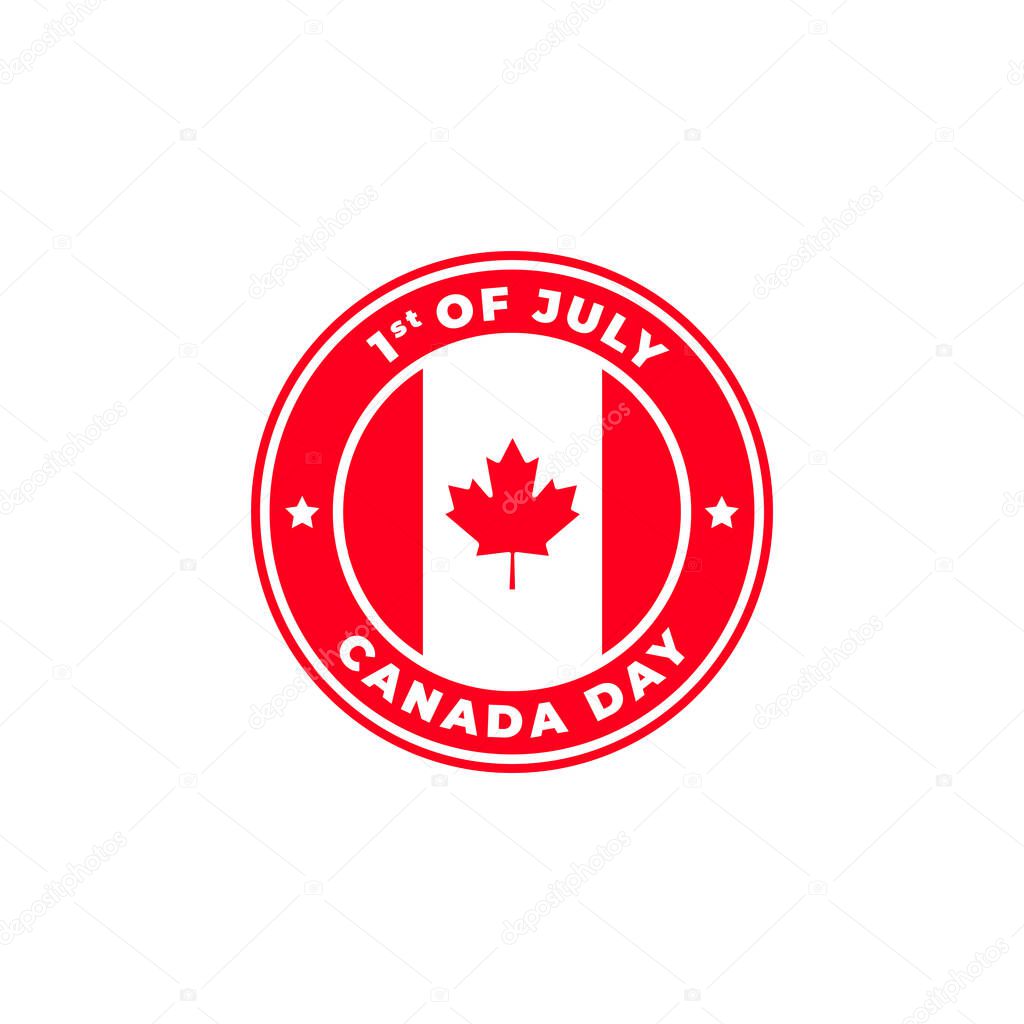 Canada Day 1st of July Logo Badge for Label, Sign, Symbol, Stamp, Emblem, and Banner Template. Vector Illustration