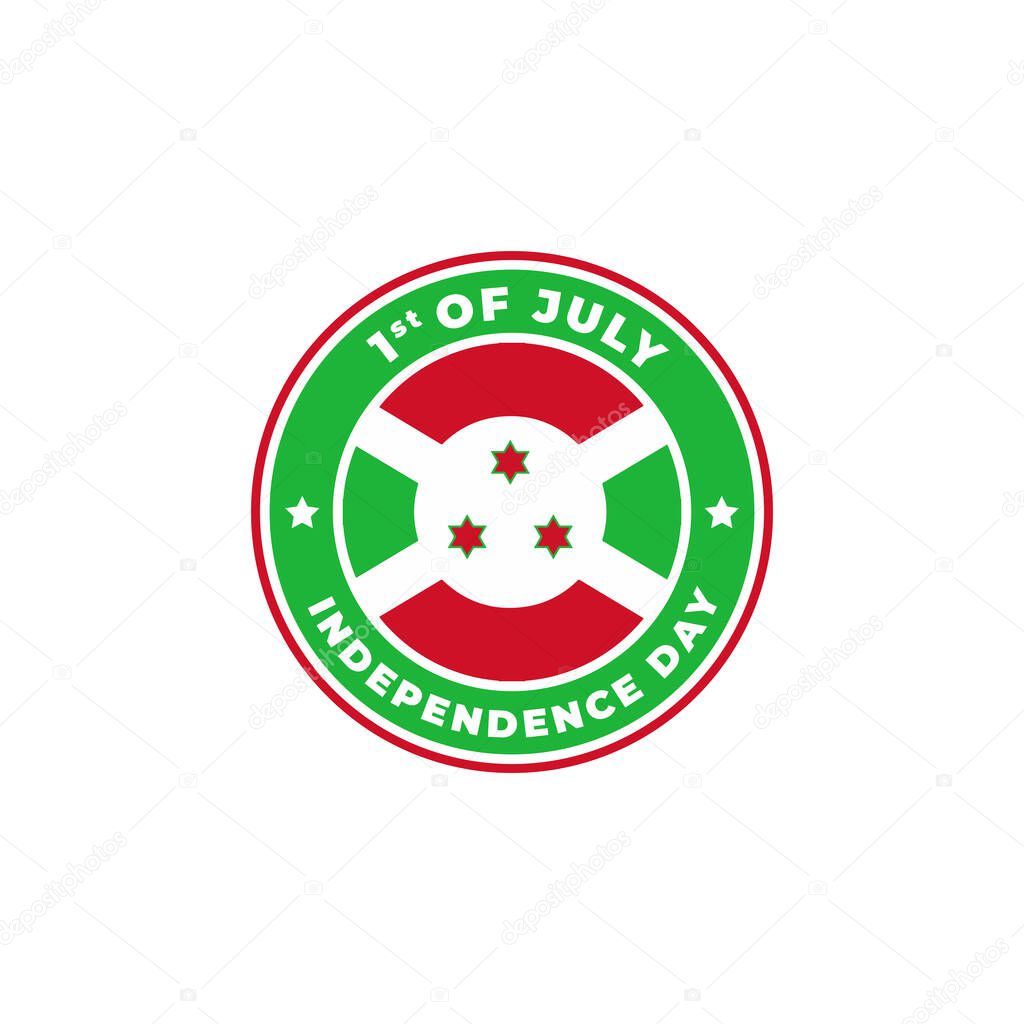 Burundi Independence Day 1st of July Logo Badge for Label Sign Symbol Stamp Emblem Icon Vector