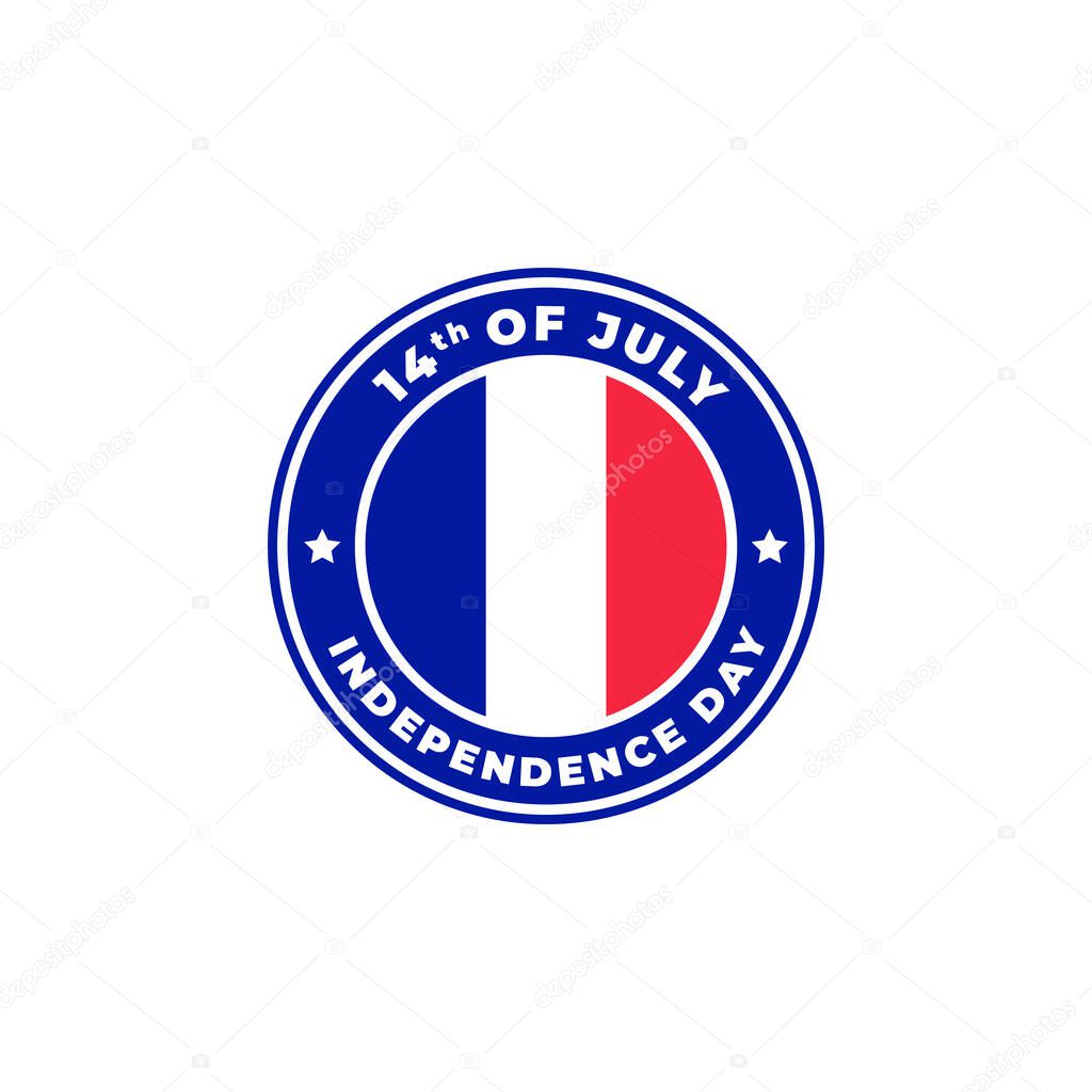 France Bastille Independence Day 14th of July Logo Badge for Label Sign Symbol Stamp Emblem Icon Vector