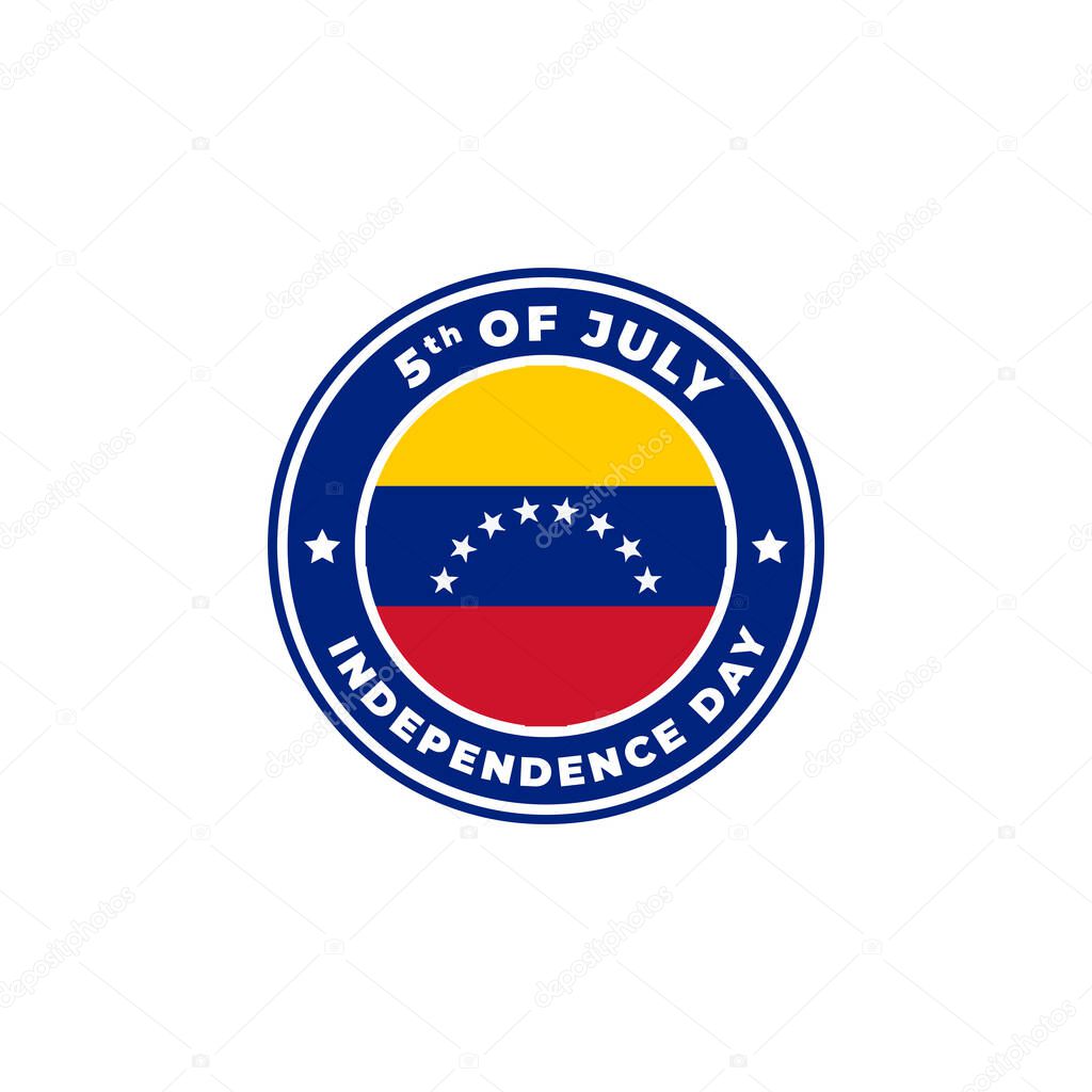 Venezuela Independence Day 5th of July Logo Badge for Label Sign Symbol Stamp Emblem Icon Vector