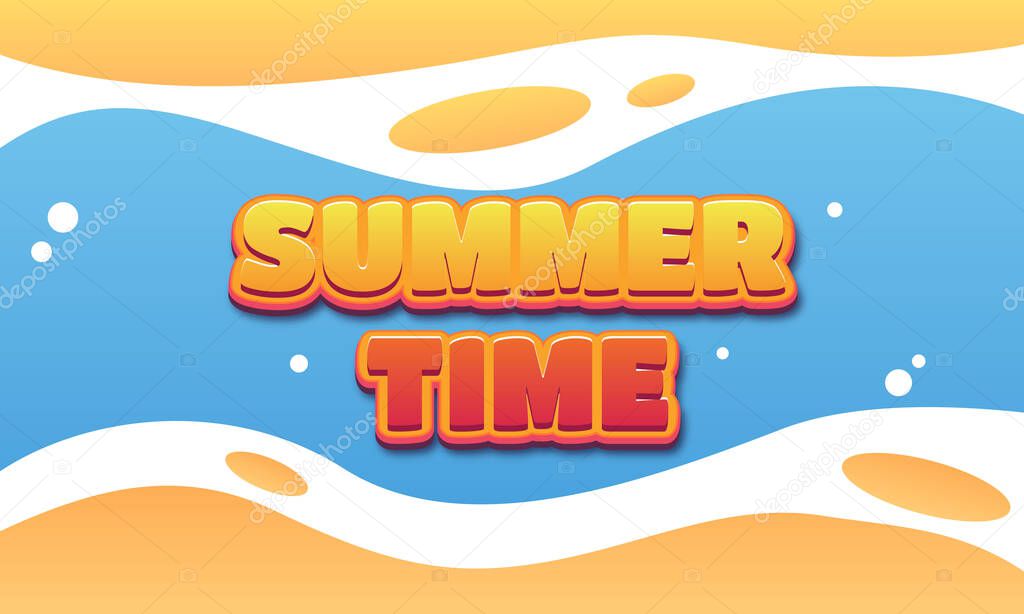 Summer Time Editable Text Effect on Beach Background Vector Illustration