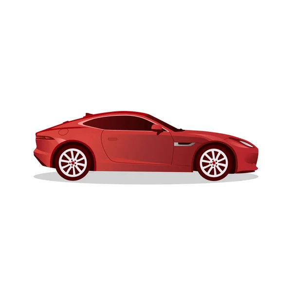 Red Sports Car Side View Geïsoleerd Witte Achtergrond Vectorillustratie — Stockvector