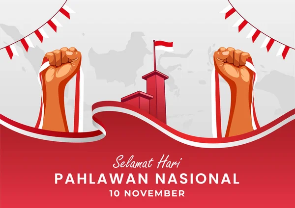 Selamat Hari Pahlawan Nasional November Ilustrasi Vektor Latar Belakang Hari - Stok Vektor