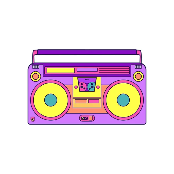 Retro Audio Portatile Stereo Boombox Radio Anni Illustrazione Vettoriale Isolato — Vettoriale Stock