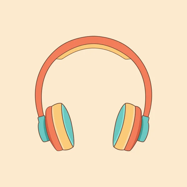 Vintage Headphone Música Áudio Ícone Vetor Ilustração — Vetor de Stock