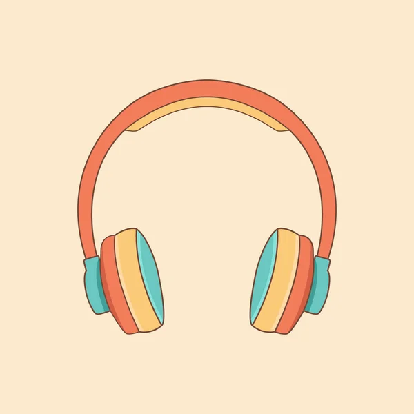 Vintage Auriculares Música Icono Audio Vector Ilustración — Vector de stock