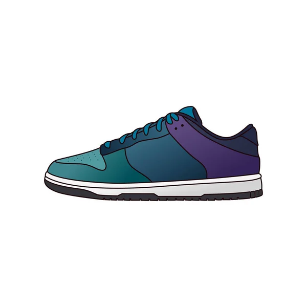 Teal Purple Sneaker Shoe Vector Illustration Isolated White Background — Stock Vector